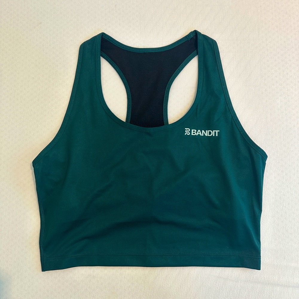 Bandit Running Drift Crop Singlet with Built in Bra Pine Color